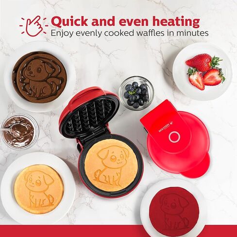 هولشتاين هاوس ويرز صانعة الوافل البلجيكية الدوارة مع طلاء غير لاصق، ستانلس ستيل، 7 بوصة، فطائر بلجيكية سميكة في دقائق | مثالية للإفطار والغداء والوجبات الخفيفة in Kuwait