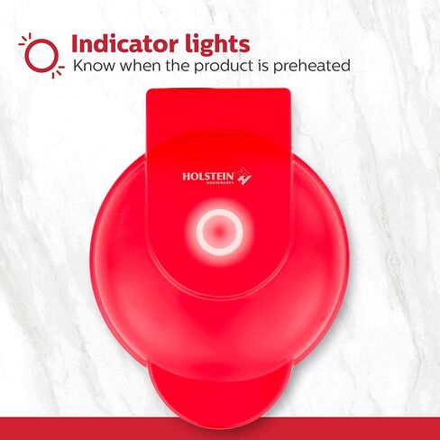 هولشتاين هاوس ويرز صانعة الوافل البلجيكية الدوارة مع طلاء غير لاصق، ستانلس ستيل، 7 بوصة، فطائر بلجيكية سميكة في دقائق | مثالية للإفطار والغداء والوجبات الخفيفة in Kuwait