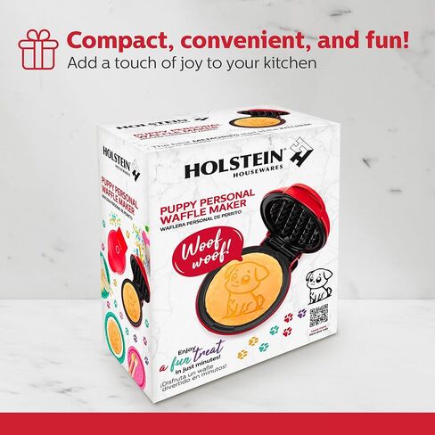 هولشتاين هاوس ويرز صانعة الوافل البلجيكية الدوارة مع طلاء غير لاصق، ستانلس ستيل، 7 بوصة، فطائر بلجيكية سميكة في دقائق | مثالية للإفطار والغداء والوجبات الخفيفة in Kuwait