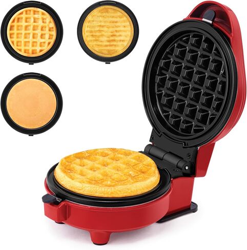 Holstein Housewares Rotating Belgian Waffle Maker with Non-Stick Coating, Stainless Steel, 7-INCH, Thick Belgian Waffles in Minutes | Perfect for Breakfast, Brunch, and Snacks in Saudi Arabia
