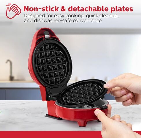 Holstein Housewares Rotating Belgian Waffle Maker with Non-Stick Coating, Stainless Steel, 7-INCH, Thick Belgian Waffles in Minutes | Perfect for Breakfast, Brunch, and Snacks in Saudi Arabia