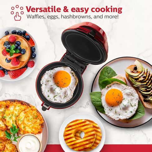 Holstein Housewares Rotating Belgian Waffle Maker with Non-Stick Coating, Stainless Steel, 7-INCH, Thick Belgian Waffles in Minutes | Perfect for Breakfast, Brunch, and Snacks in Saudi Arabia