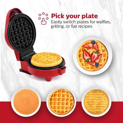 Holstein Housewares Rotating Belgian Waffle Maker with Non-Stick Coating, Stainless Steel, 7-INCH, Thick Belgian Waffles in Minutes | Perfect for Breakfast, Brunch, and Snacks in Saudi Arabia