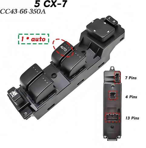 CC43-66-350A السيارات الكهربائية نافذة التحكم التبديل رافع زر صالح ل 5 ، CX-7 2007-2014 ، OE CC38-66-350B EH44-66-350 in Saudi Arabia