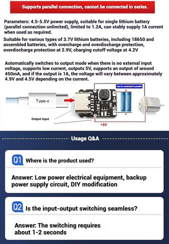 وحدة الشحن والتفريغ 5 فولت 1 أمبير، 5 قطع، USB من النوع C للوحة شاحن بطارية ليثيوم 18650 مع حماية تحل محل TP4056 (شحن وتفريغ 5 فولت) in Saudi Arabia