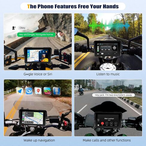 CarPlay Screen for Motorcycle, Wireless CarPlay and Android Auto, 5 inch IPS Waterproof Portable Radio with AirPlay, Mirror Link, Bluetooth, EQ, TF Port in Saudi Arabia
