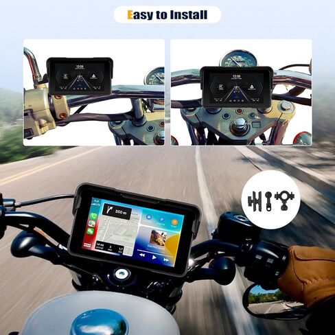 CarPlay Screen for Motorcycle, Wireless CarPlay and Android Auto, 5 inch IPS Waterproof Portable Radio with AirPlay, Mirror Link, Bluetooth, EQ, TF Port in Saudi Arabia