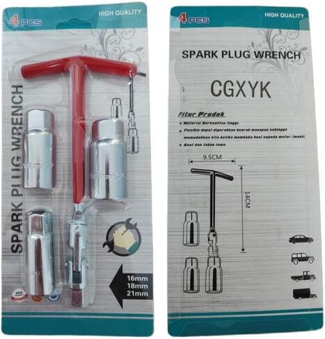 طقم مفتاح ربط مقبس شرارة على شكل حرف T (16 مم/18 مم/21 مم) - أداة إزالة وتركيب احترافية للدراجات النارية، جزازات العشب، مركبات الدفع الرباعي، نافخات الثلج، المحركات الصغيرة وما إلى ذلك - 3 أحجام in Kuwait