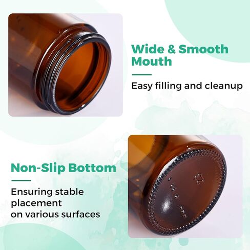 برطمانات زجاجية كهرمانية مع أغطية، 2 أونصة، 36 عبوة من برطمانات مستحضرات التجميل الفارغة، حاوية واسعة الفم محكمة الغلق قابلة لإعادة الملء للاستخدام بنفسك، عينة، كريم، غسول، صناعة الشموع، مسحوق، مستحضرات التجميل in Kuwait