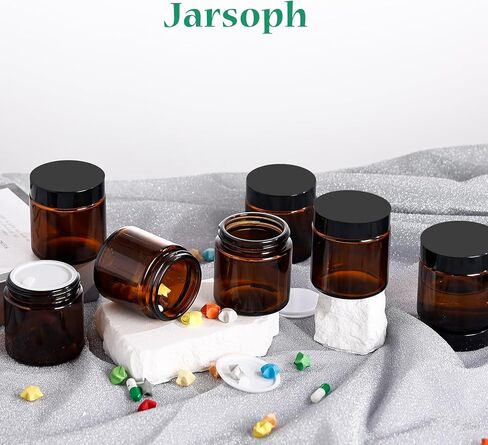 برطمانات زجاجية كهرمانية مع أغطية، 2 أونصة، 36 عبوة من برطمانات مستحضرات التجميل الفارغة، حاوية واسعة الفم محكمة الغلق قابلة لإعادة الملء للاستخدام بنفسك، عينة، كريم، غسول، صناعة الشموع، مسحوق، مستحضرات التجميل in Kuwait