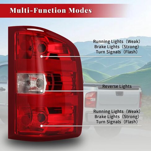 مجموعة مصابيح الذيل متوافقة مع Chevy Silverado 1500/2500HD/3500HD 2007-2013 وGMC Sierra 3500HD 2007-2014 - مصابيح الفرامل الخلفية للشاحنة البديلة الملائمة من OEM، جانب الركاب in Kuwait