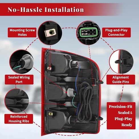 مجموعة مصابيح الذيل متوافقة مع Chevy Silverado 1500/2500HD/3500HD 2007-2013 وGMC Sierra 3500HD 2007-2014 - مصابيح الفرامل الخلفية للشاحنة البديلة الملائمة من OEM، جانب الركاب in Kuwait