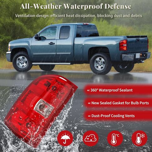 مجموعة مصابيح الذيل متوافقة مع Chevy Silverado 1500/2500HD/3500HD 2007-2013 وGMC Sierra 3500HD 2007-2014 - مصابيح الفرامل الخلفية للشاحنة البديلة الملائمة من OEM، جانب الركاب in Kuwait