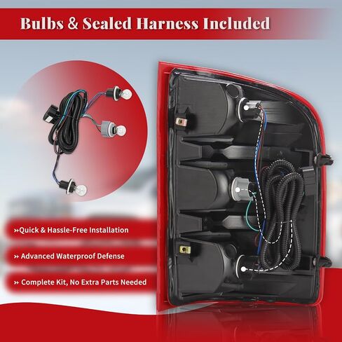 مجموعة مصابيح الذيل متوافقة مع Chevy Silverado 1500/2500HD/3500HD 2007-2013 وGMC Sierra 3500HD 2007-2014 - مصابيح الفرامل الخلفية للشاحنة البديلة الملائمة من OEM، جانب الركاب in Kuwait