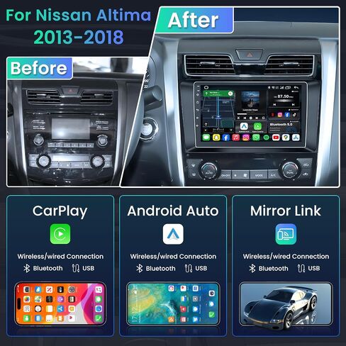 2GB+64GB Car Stereo Radio for Nissan Altima 2013-2018: 10 Inches 1280 * 800p Touchscreen Wireless Carplay/Android Auto 5G WiFi GPS Navigation Bluetooth SWC DSP FM/RDS Radio in Saudi Arabia