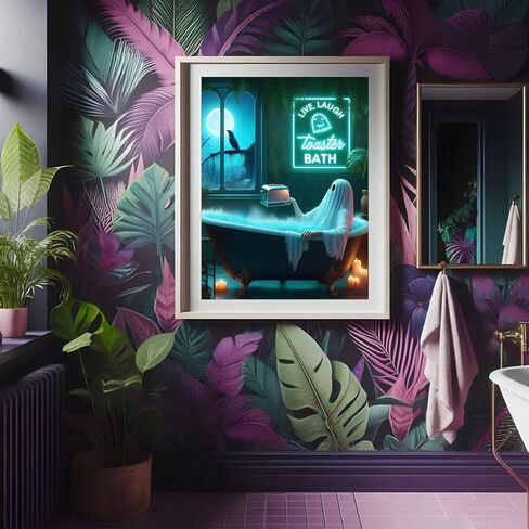 3 Pcs Halloween Ghost Neon Bathroom Canvas Wall Art Neon Sign Dying To Relax Wall Decor Pictures Funny Gothic Ghost Toaster Posters Prints for Restroom Dark Humor indie room Home Decortion Unframed in Saudi Arabia