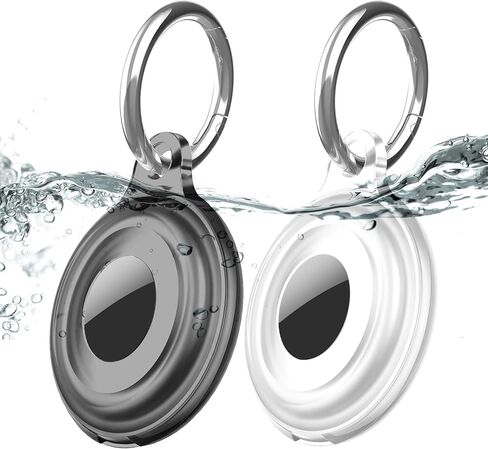 2 Pack IPX8 Waterproof AirTag Keychain Holder Case, Lightweight, Anti-Scratch, Easy Installation,Soft Full-Body Shockproof Air Tag Holder for Luggage,Keys, Dog Collar (Clear) in Saudi Arabia