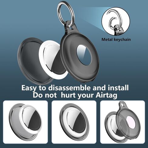 2 Pack IPX8 Waterproof AirTag Keychain Holder Case, Lightweight, Anti-Scratch, Easy Installation,Soft Full-Body Shockproof Air Tag Holder for Luggage,Keys, Dog Collar (Clear) in Saudi Arabia