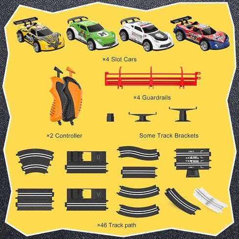 مجموعات مسارات سباق السيارات ذات الفتحات مع 4 سيارات ذات فتحات، مسار سباق السيارات الكهربائية يتضمن مسارًا علويًا دائريًا منحدرًا، لعبة سباق مزدوجة تتميز بجسر فلاش وبندول، ألعاب هدايا للأولاد والأطفال الذين تتراوح أعمارهم بين 6 و7 و8-12 عامًا in Kuwait