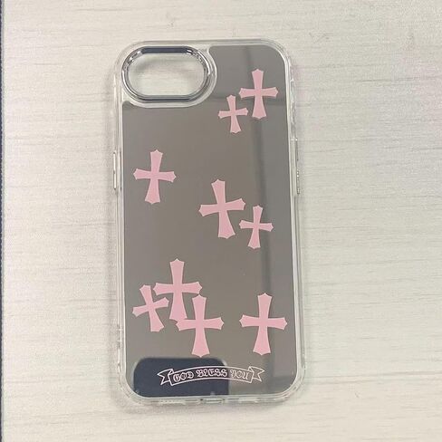 يناسب iPhone 15 Pro Max Case Bless Cross حافظة هاتف لهاتف iPhone 14 حافظة واقية مضادة للصدمات حافظة هاتف مرآة (وردي، 13/14) in Saudi Arabia