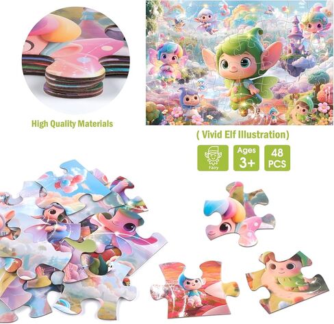 Jumbo Shimmery Floor Puzzle for Kids,Unicorn Jigsaw Large Puzzles,45 Piece Unicorn Puzzle for Toddler Ages 3-5,Children Learning Preschool Educational Toys,Birthday Gift for 4-8 Years Old in Kuwait