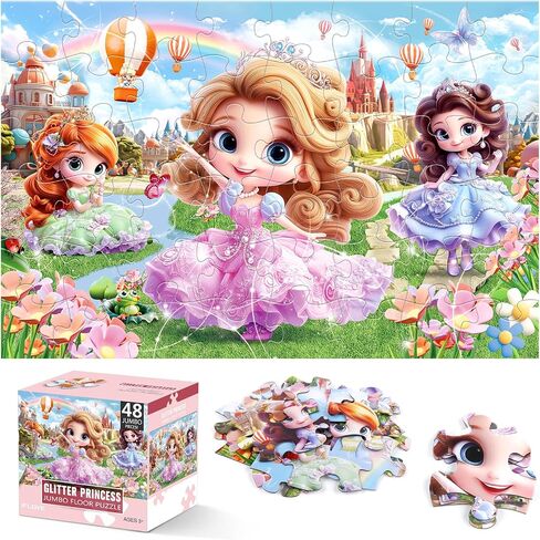 Jumbo Shimmery Floor Puzzle for Kids,Unicorn Jigsaw Large Puzzles,45 Piece Unicorn Puzzle for Toddler Ages 3-5,Children Learning Preschool Educational Toys,Birthday Gift for 4-8 Years Old in Kuwait
