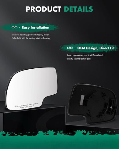 SCITOO Exterior Mirror Replacement Glass Passenger Right side Fit for 2001-2007 For Dodge CARAVAN HEATED Chrome Convex Replacement Tow Mirror 4798904AB in Saudi Arabia