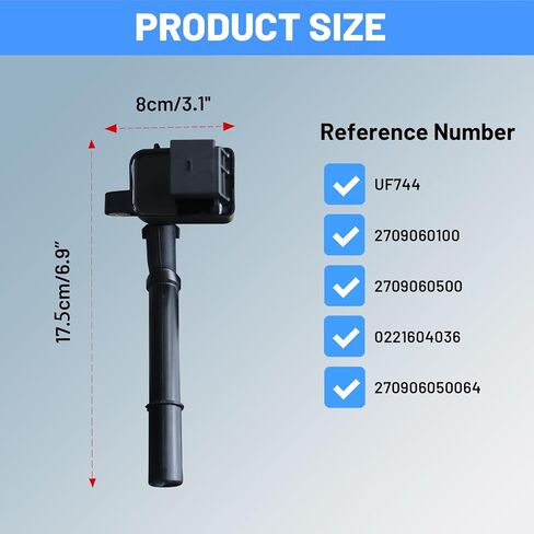 Engine Ignition Coil - Compatible with Mercedes-Benz Vehicles - 2015-2018 C300, 2016-2018 C350e, 2017-2020 SLC300 - Replace# 2709060500, UF-744, 1PC in Kuwait