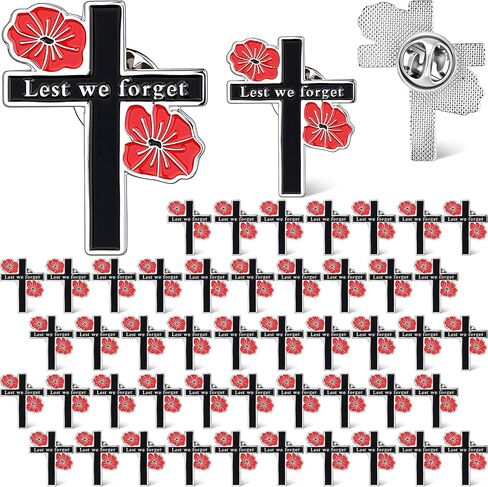 Tondiamo Patriotic Veterans Poppy Lapel Pins Bulk Memorial Day Thank You Gifts Flower Cross Brooch Badge USA Soldier Souvenir in Saudi Arabia
