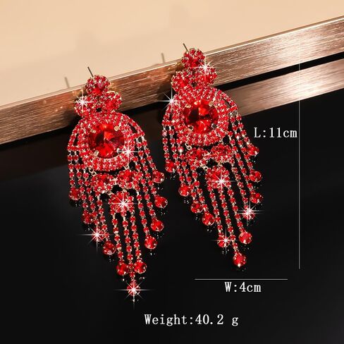 أقراط طويلة من JWICOS Boho أقراط طويلة من حجر الراين للنساء أقراط متدلية على شكل ثريا لحفلات التخرج والهالوين in Kuwait