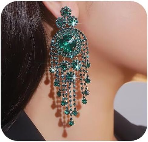 JWICOS Boho Long Earrings Rhinestone Statement Earrings for Women Chandelier Drop Dangle Earrings for Prom Party Halloween Costume in Saudi Arabia