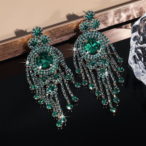 JWICOS Boho Long Earrings Rhinestone Statement Earrings for Women Chandelier Drop Dangle Earrings for Prom Party Halloween Costume in Saudi Arabia
