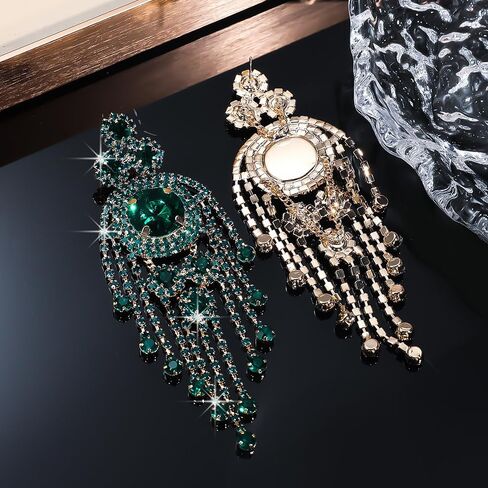 JWICOS Boho Long Earrings Rhinestone Statement Earrings for Women Chandelier Drop Dangle Earrings for Prom Party Halloween Costume in Saudi Arabia