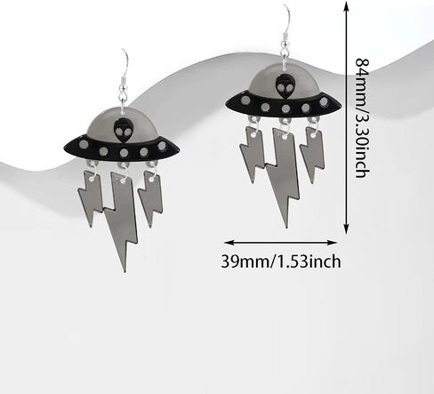 الجدة سفينة الفضاء الغريبة UFO الاكريليك البرق خفيفة الوزن استرخى إسقاط أقراط الهندسة هالوين الكون هوك أقراط للنساء هدايا مجوهرات in Kuwait