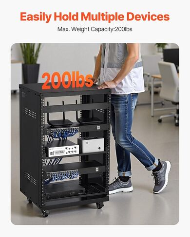 VEVOR 12U AV Rack Stand with Caster Wheels, Component Rack Cabinet Recording Studio Racks, Removable Side Panels, 500lbs Capacity Network Server Case, Special Vents for 19'' Audio Video Rack Mounting in Saudi Arabia