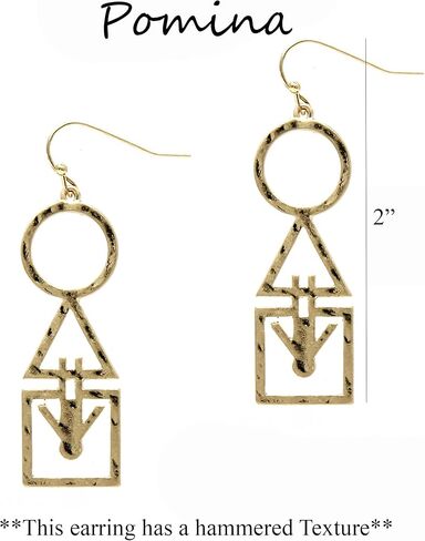 أقراط متدلية هندسية خفيفة الوزن من POMINA أقراط متدلية هندسية بلون ذهبي غير لامع متصلة بدائرة بيضاوية مسدس خطي متدلية للنساء in Kuwait