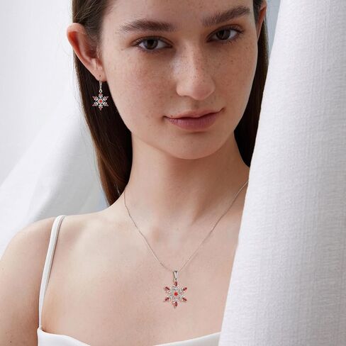 Sterling Silver Snowflake Earrings Marquise Zircon Winter Crystal Snow Dangle Drop Earrings Christmas Brithday Jewelry for Her in Kuwait