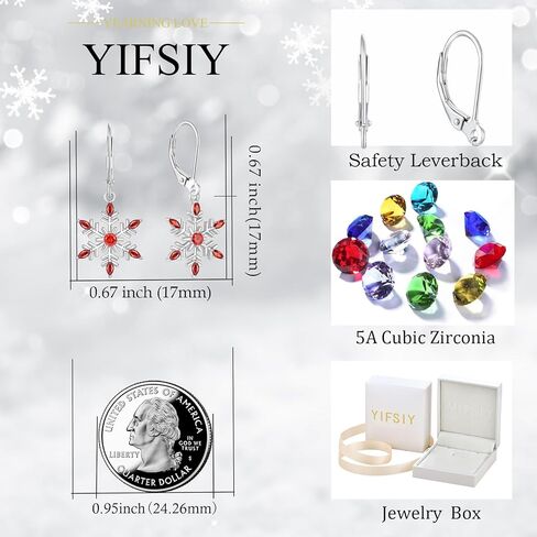 Sterling Silver Snowflake Earrings Marquise Zircon Winter Crystal Snow Dangle Drop Earrings Christmas Brithday Jewelry for Her in Kuwait