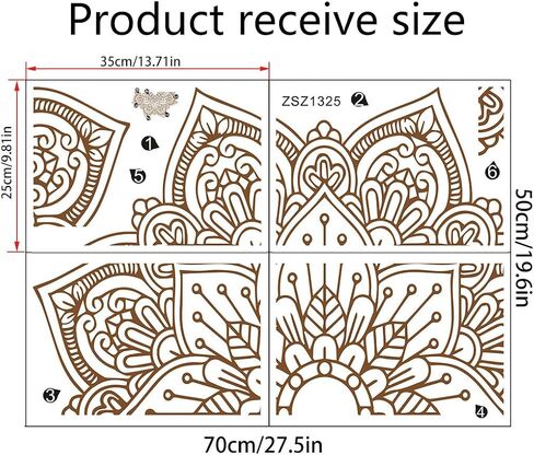 4 Sheets Half Mandala Wall Decals Boho Mandala DIY Decor Wall Stickers Vinyl Wall Decor for Bedroom Living Room Playroom Nursery Home Decoration in Saudi Arabia