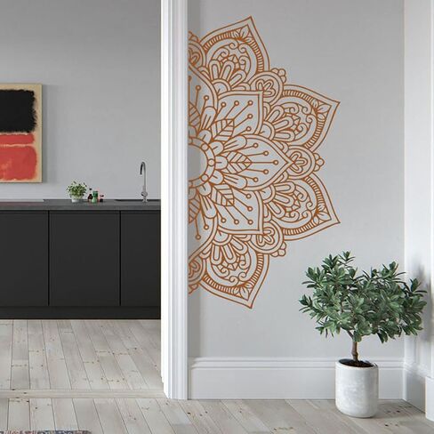 4 Sheets Half Mandala Wall Decals Boho Mandala DIY Decor Wall Stickers Vinyl Wall Decor for Bedroom Living Room Playroom Nursery Home Decoration in Saudi Arabia