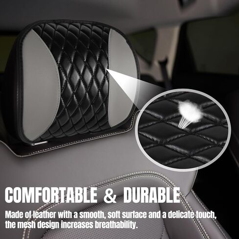 Hovom 2PCS Car Headrest Cover, Soft Breathable Leather Cars Front Seat Head Rest Covers, Waterproof Automotive Headrest Protector, Universal Interior Car Accessories for Most Vehicles (Red) in Kuwait