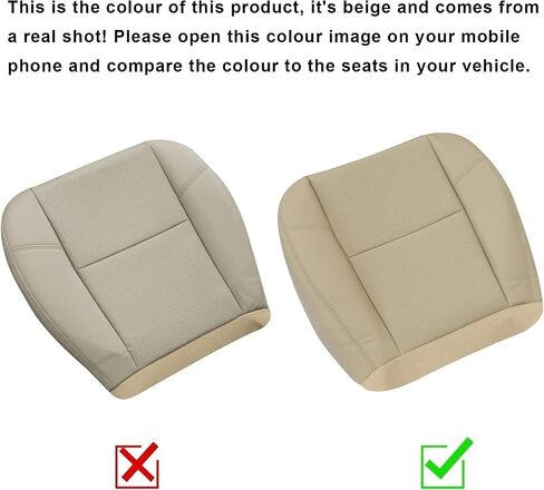 SecosAutoparts Driver or Passenger Side Bottom Replacement Leather Perforated Seat Cover Tan fit for Cadillac Escalade 2007-2014 fit for Chevy Suburban Tahoe Silverado Avalanche Yukon Sierra 2007-2014 in Saudi Arabia