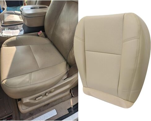 SecosAutoparts Driver or Passenger Side Bottom Replacement Leather Perforated Seat Cover Tan fit for Cadillac Escalade 2007-2014 fit for Chevy Suburban Tahoe Silverado Avalanche Yukon Sierra 2007-2014 in Saudi Arabia