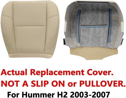 SecosAutoparts Driver or Passenger Side Bottom Replacement Leather Perforated Seat Cover Tan fit for Cadillac Escalade 2007-2014 fit for Chevy Suburban Tahoe Silverado Avalanche Yukon Sierra 2007-2014 in Saudi Arabia
