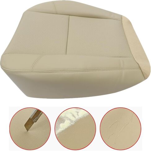 SecosAutoparts Driver or Passenger Side Bottom Replacement Leather Perforated Seat Cover Tan fit for Cadillac Escalade 2007-2014 fit for Chevy Suburban Tahoe Silverado Avalanche Yukon Sierra 2007-2014 in Saudi Arabia