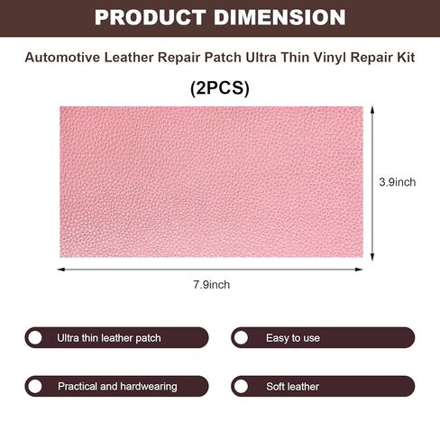 2 PCS Leather Repair Patch Tape, 4 x 8 Inch PU Vinyl Repair Patches for Car Upholstery Seat, Waterproof Self Adhesive Leather Tape Repair Kit for Furniture Couches Chairs (Gray) in Kuwait