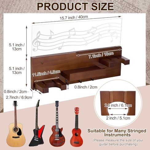 Light up Guitar Stand Wall Mount Wood Guitar Hanger Shelf with Pick Holder and 3 Hooks for Acoustic Electric Bass Ukulele Violin Guitar Gifts for Musicians Music Lovers Guitarist in Saudi Arabia