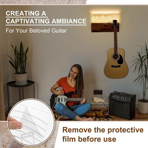 Light up Guitar Stand Wall Mount Wood Guitar Hanger Shelf with Pick Holder and 3 Hooks for Acoustic Electric Bass Ukulele Violin Guitar Gifts for Musicians Music Lovers Guitarist in Saudi Arabia