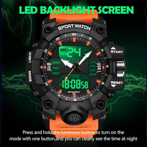 findtime Mens Digital Watches for Men Sport Tactical Watch Outdoor Military Large Face 5ATM Waterproof Watch Stopwatch Countdown Alarm LED Backlight Shockproof Watches for Men in Saudi Arabia