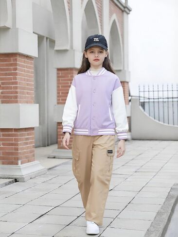 Cromoncent Boys Girls Color Block Varsity Jackets, 18 Months - 14 Years in Kuwait